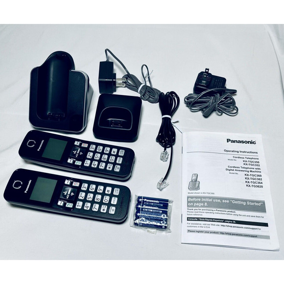 Panasonic KX-TGC352 Expandable Cordless Phone Backlit Display Black Intercom - Picture 2 of 16